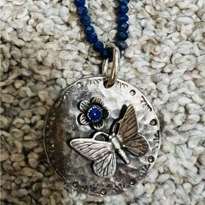 Richard Schmidt sterling and lapis pendant and lapis 18 inch chain.